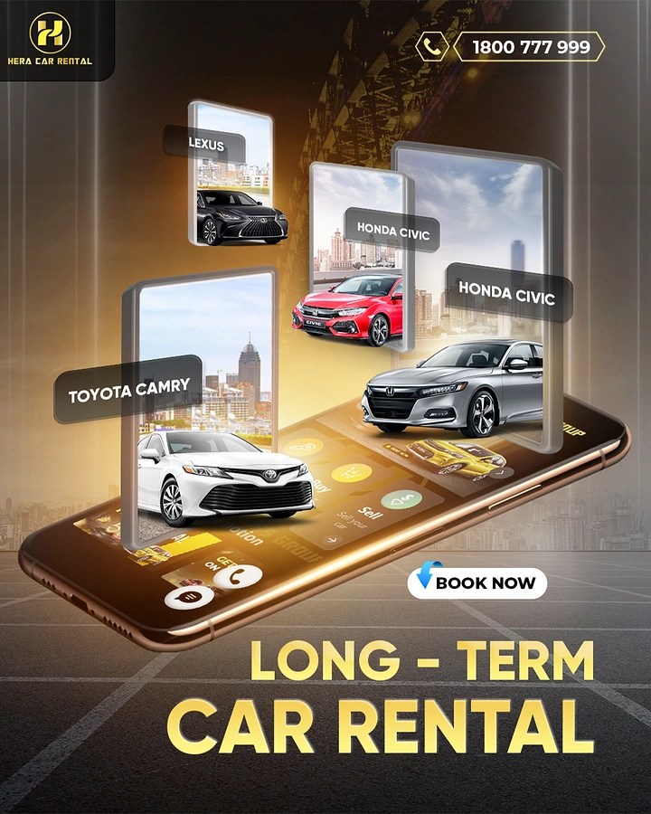 Car Rental creative ad: Cars popping out of phone app