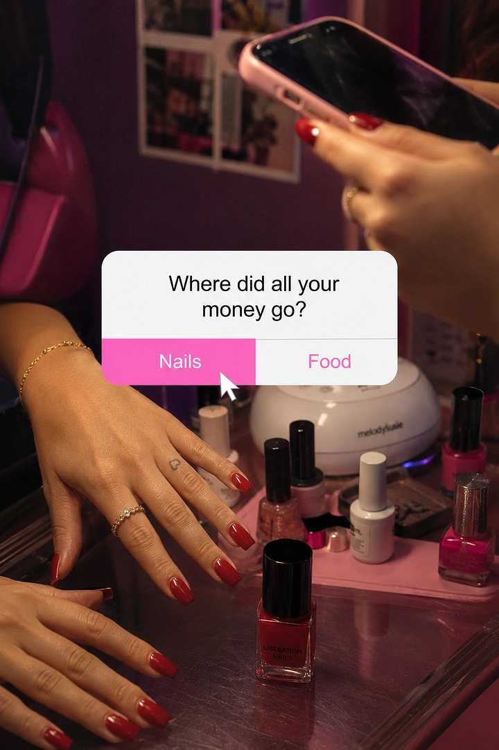 Nail Salons creative ad: Instagram poll overlay: money went to nails