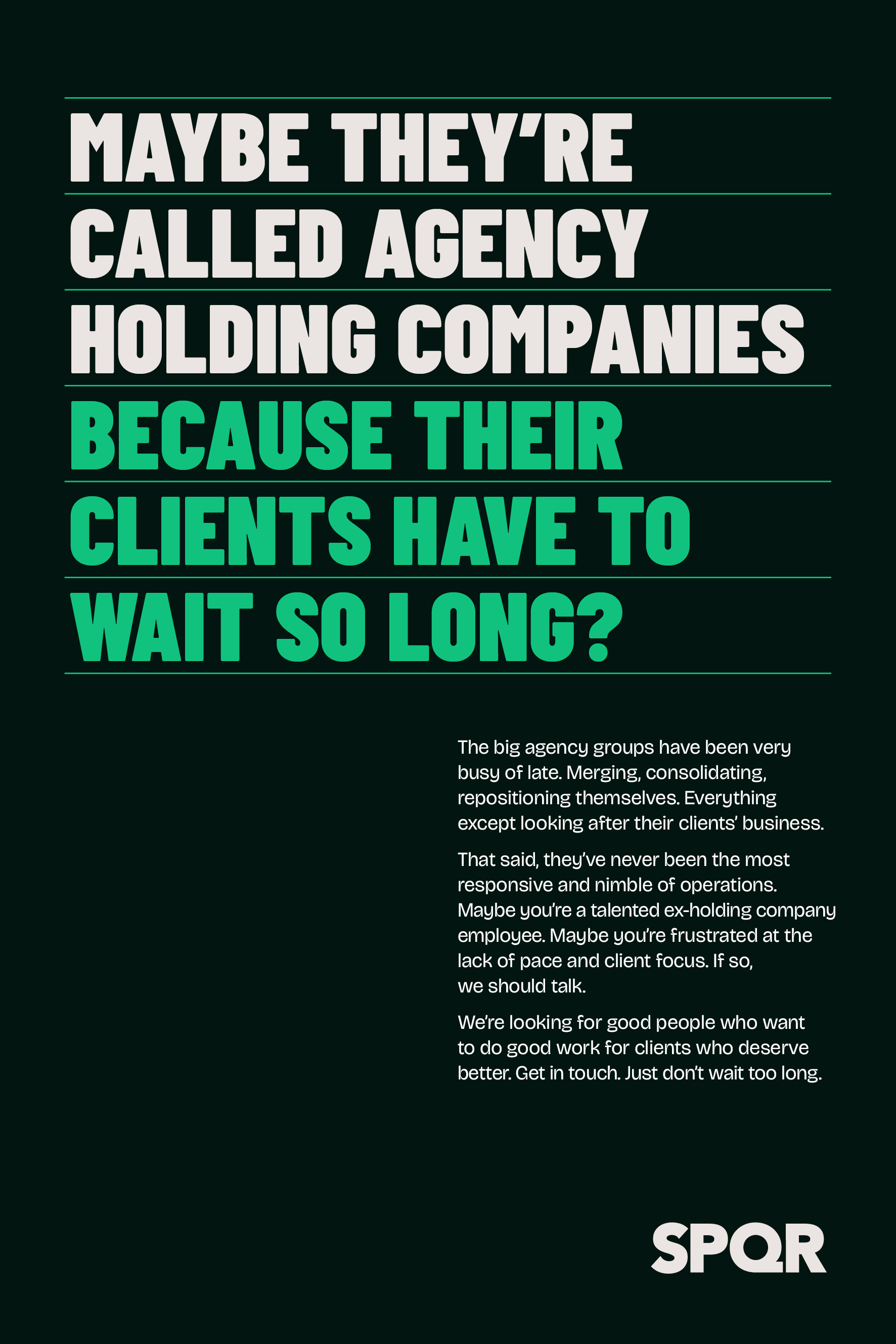 Witty typographic jab at holding companies