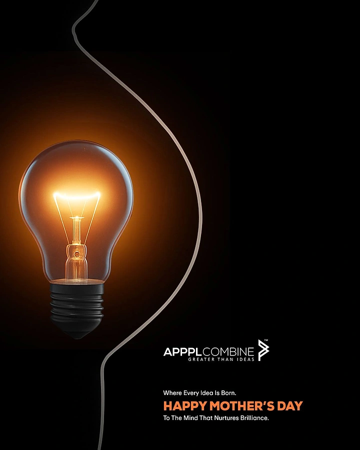 Mother's Day creative ad: Glowing light bulb beside a wire shaped like a pregnant silhouette
