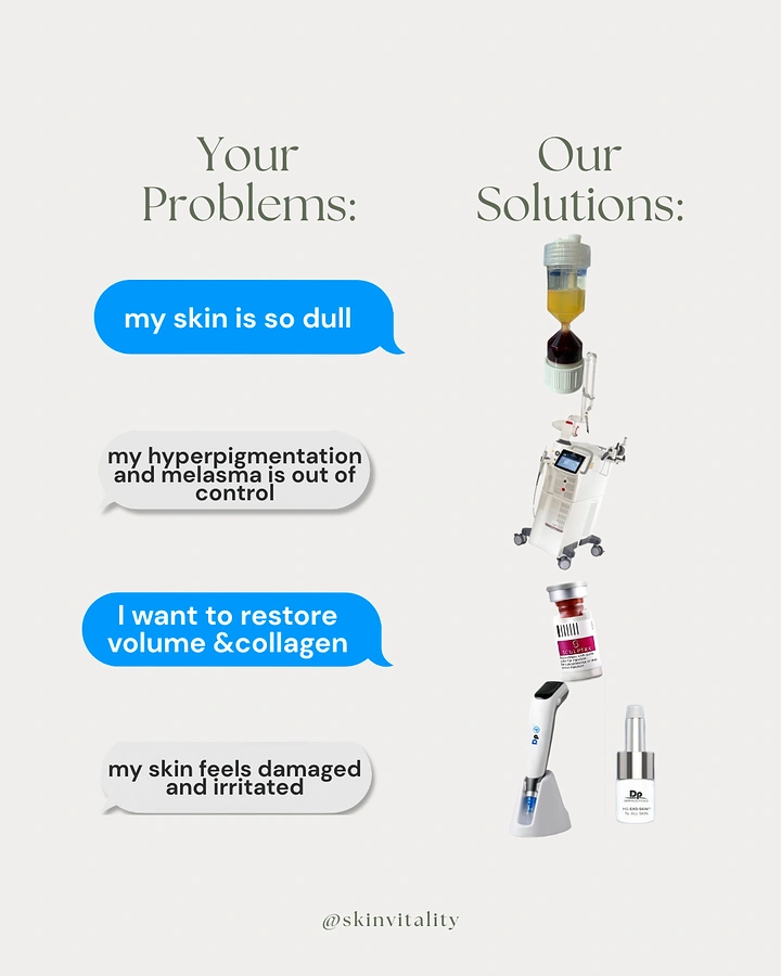 Skin & Cosmetic Clinics creative ad: Chat bubbles problems vs device solutions