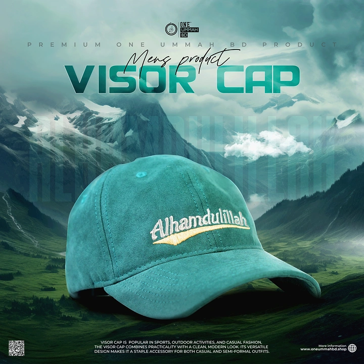 Hats & Caps creative ad: Cap integrated into dramatic mountain setting