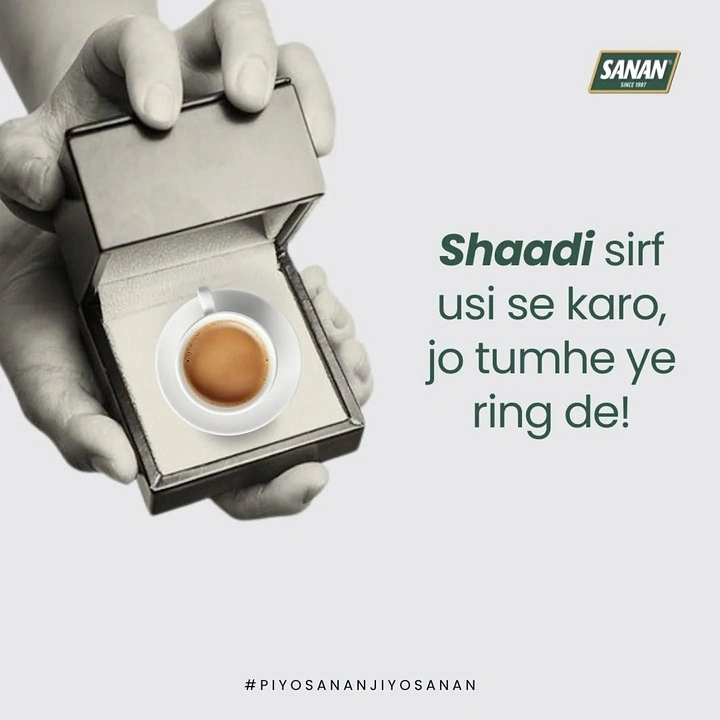 Tea & Chai Brands creative ad: Hands opening a ring box that holds a cup of chai