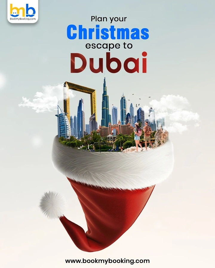 Christmas creative ad: Dubai skyline rising from Santa hat