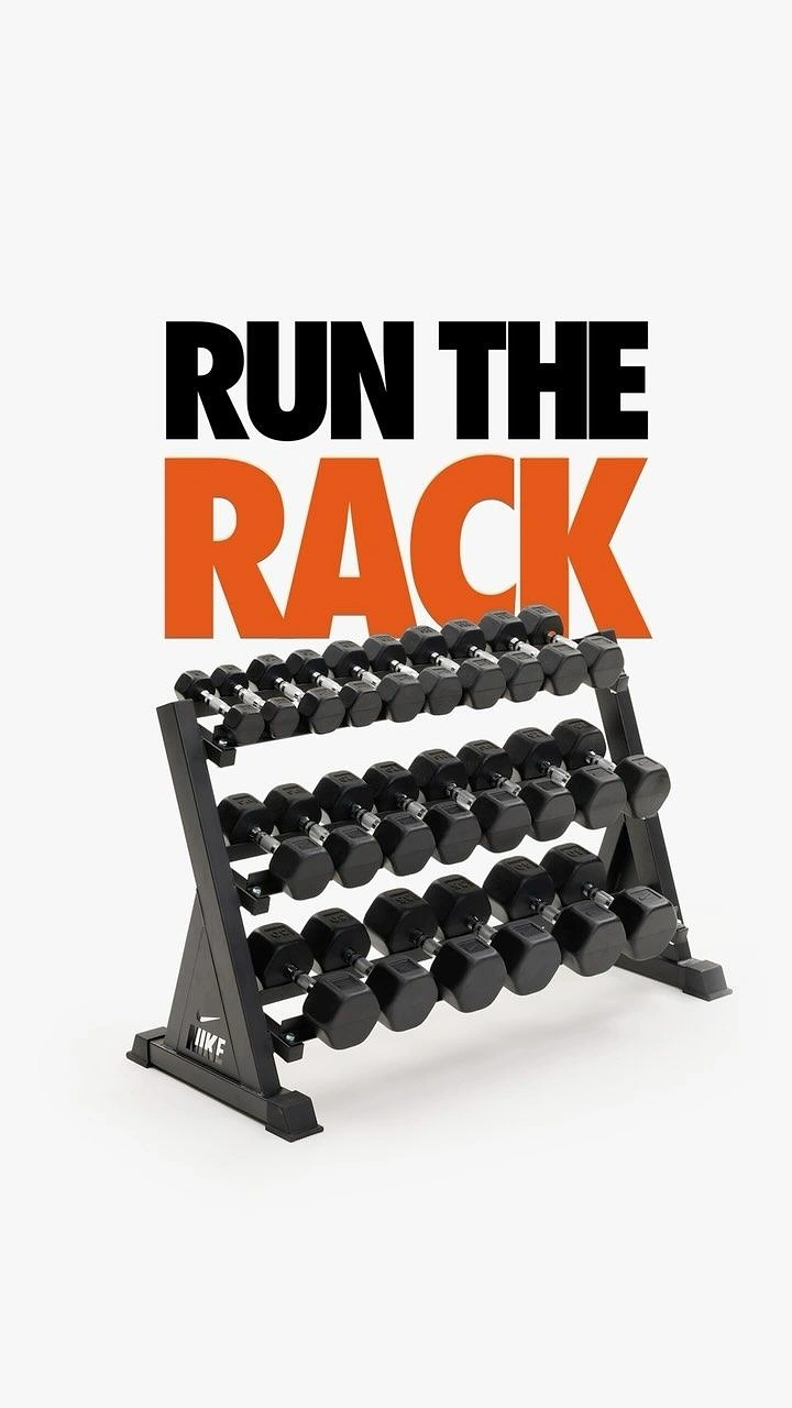 Fitness Equipment Stores creative ad: Clever rack-running visual pun