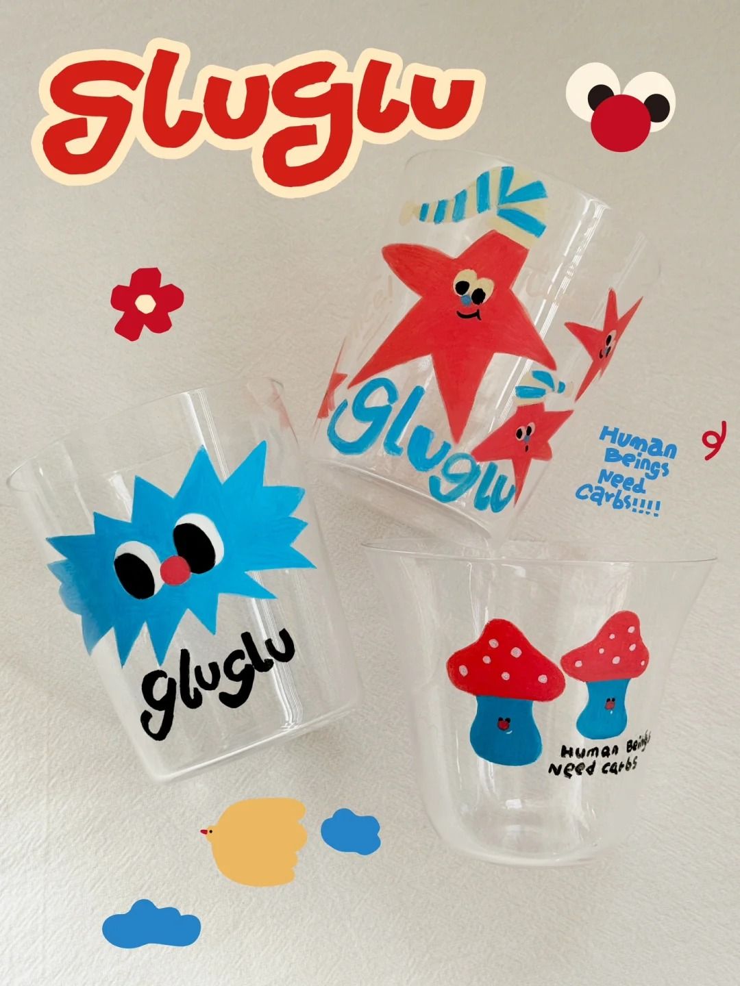 Instagram post: Whimsical illustrated drinkware universe