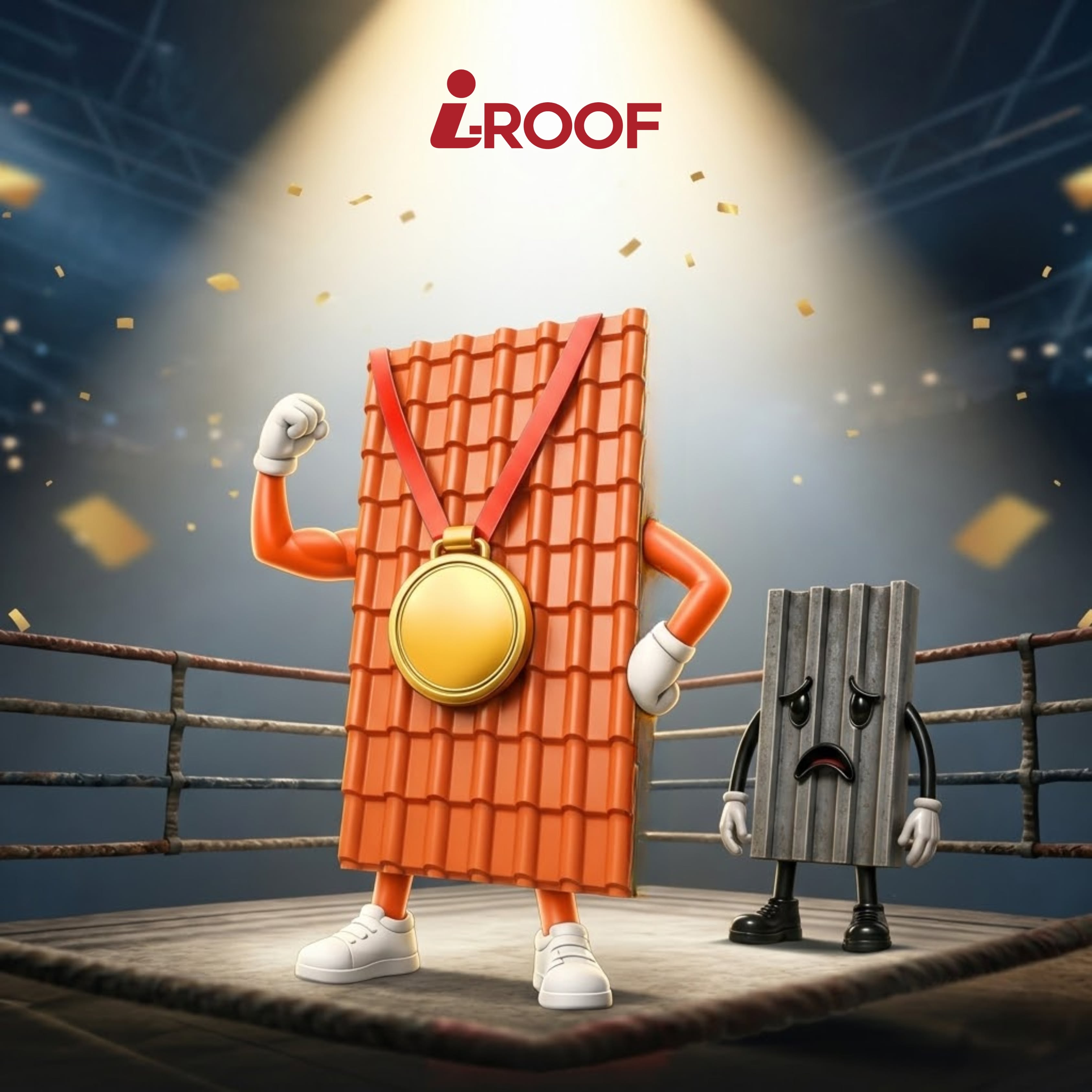 Instagram post: Champion tile mascot beats sad metal sheet