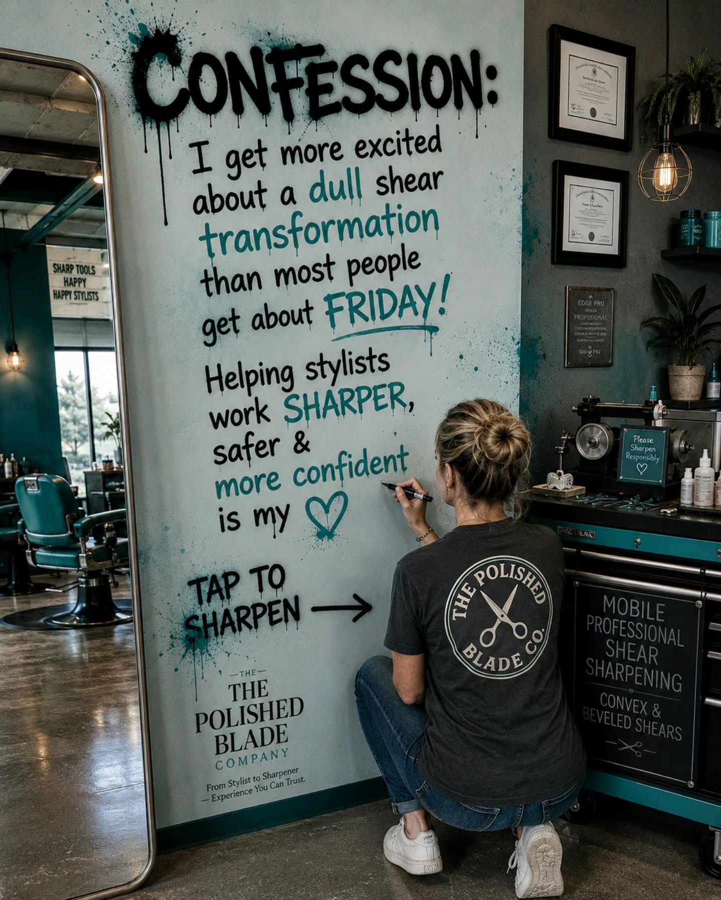 Instagram post: Confession poster with sharpening metaphor