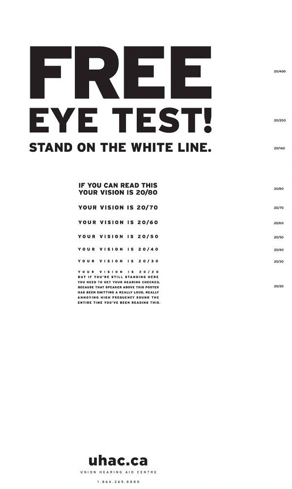 Opticians & Eye Care creative ad: Ad doubles as a working eye chart