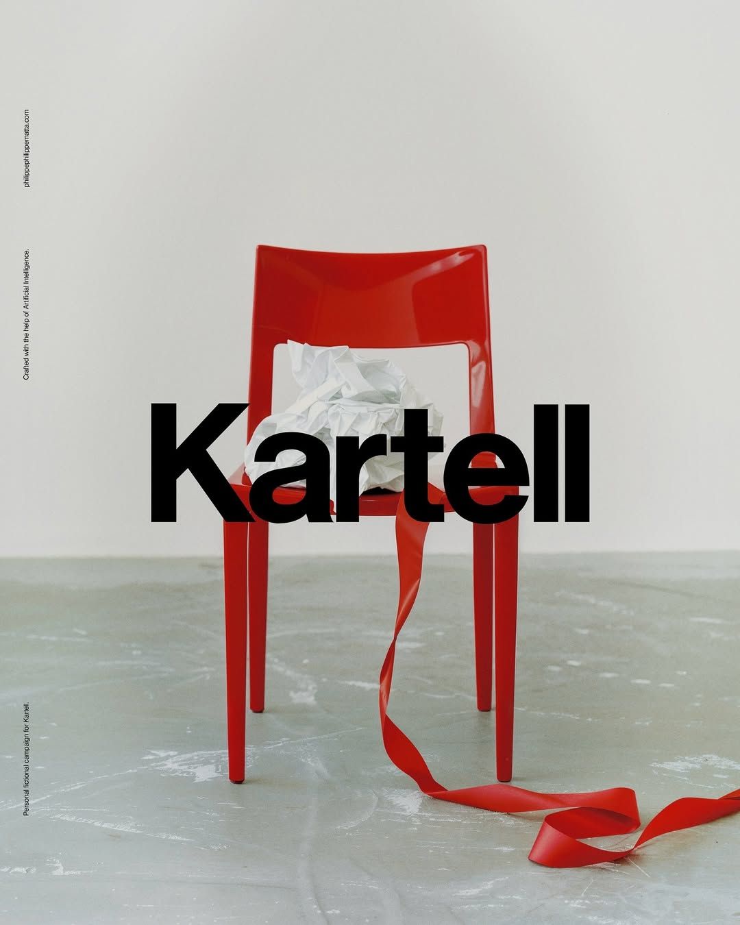 Instagram post: Glossy red chair with crumpled paper