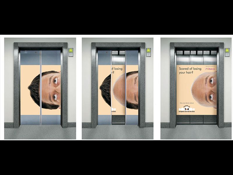 Banner: Elevator doors split receding hairline