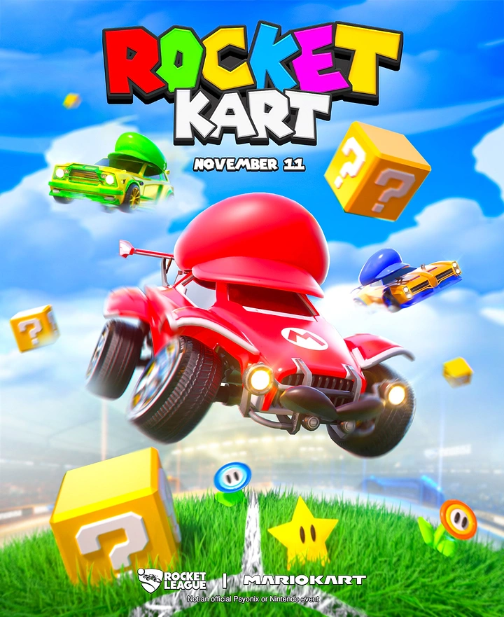 Gaming & Esports creative ad: Rocket League x Mario Kart mashup car