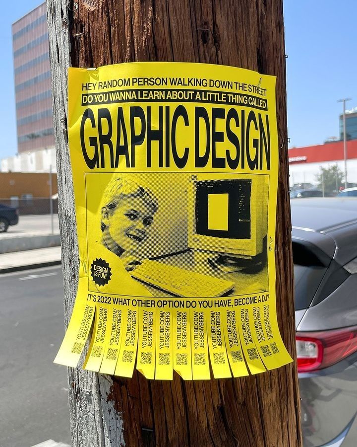 Tear-off street flyer selling graphic design
