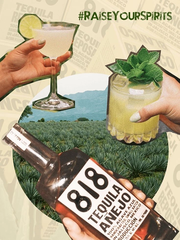 Bars & Pubs creative ad: Tequila bottle fused with scenic landscape