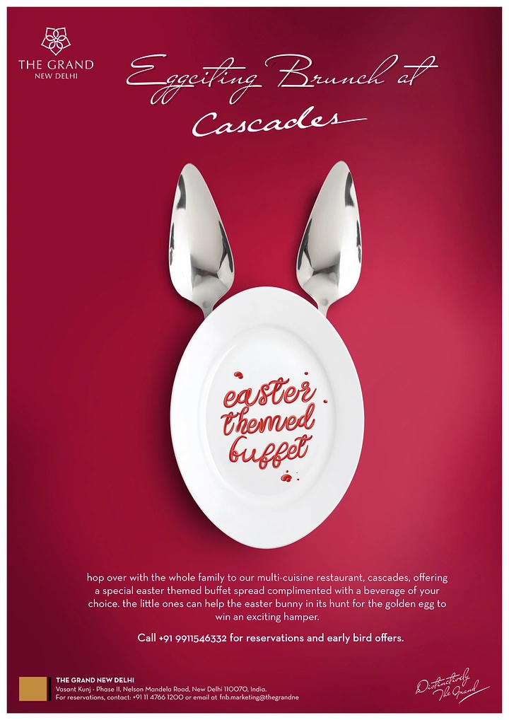 Easter creative ad: Plate with two spoons forming bunny ears