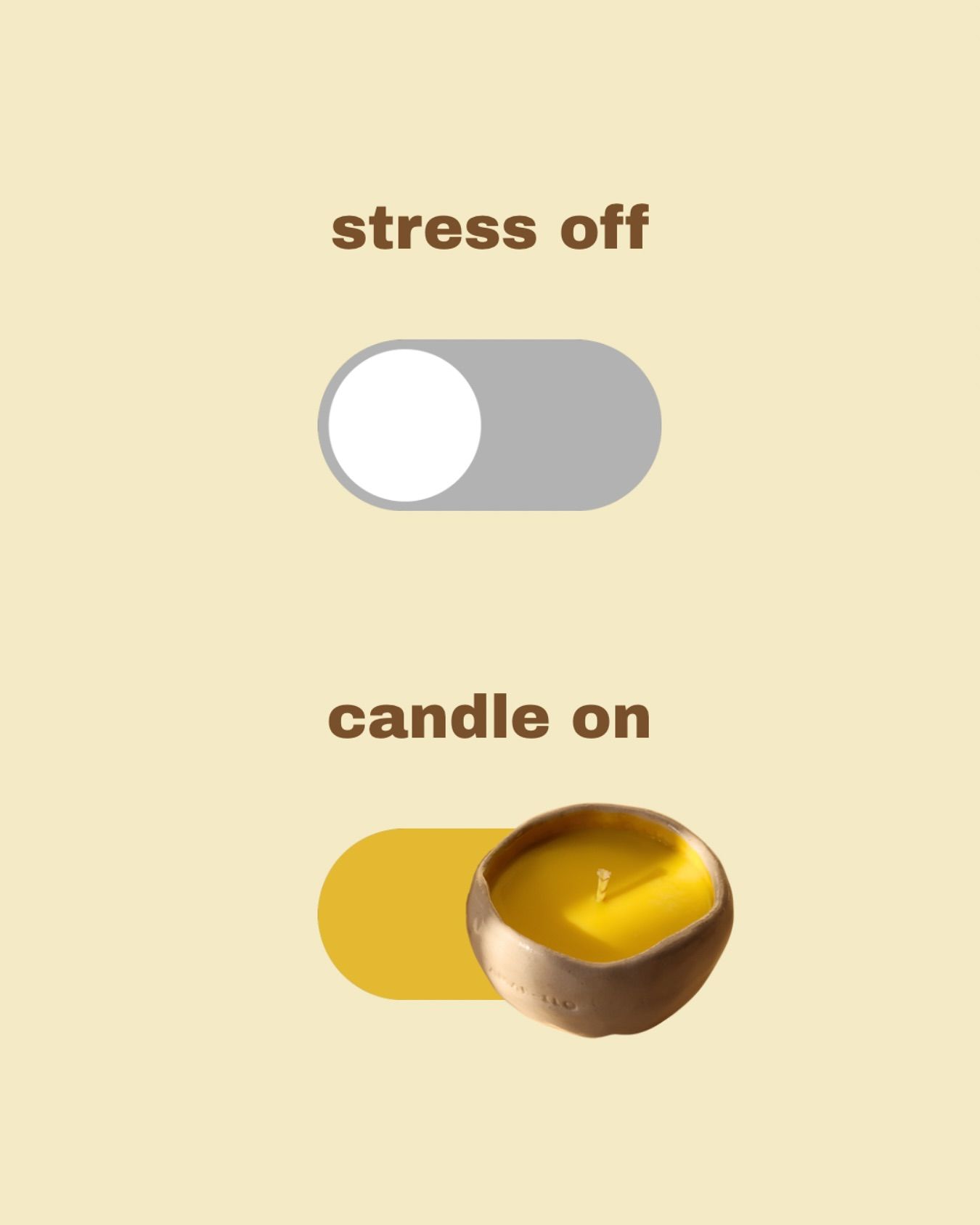 Instagram post: Toggle switch: stress off, candle on