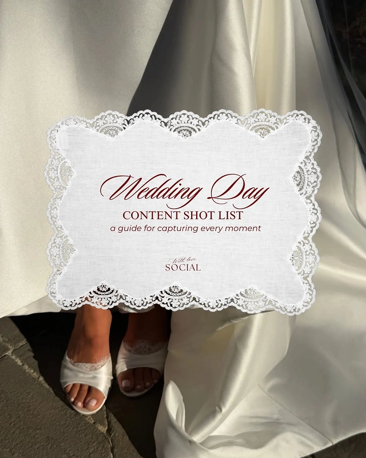 Photography creative ad: Lace-trim card echoes bridal gown, elegant