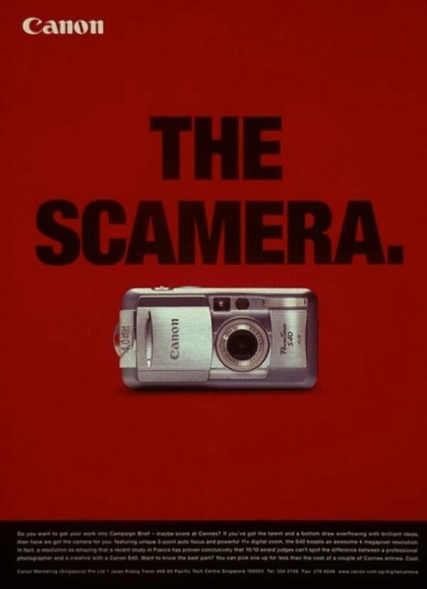 Cameras & Camera Stores creative ad: Witty copy makes a memorable ad.