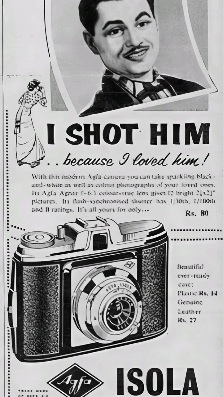 Cameras & Camera Stores creative ad: Witty vintage confession camera headline