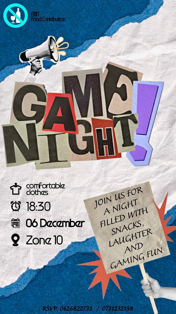 Gaming & Esports creative ad: Ransom-note collage game night poster