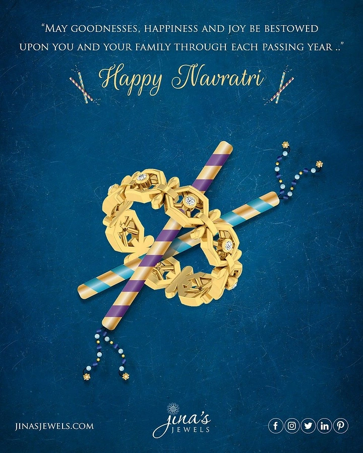 Navratri creative ad: Ring crossed with dandiya sticks as symbol