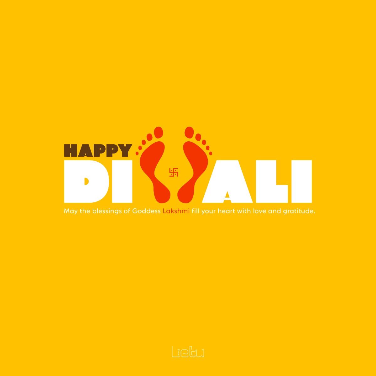 Lakshmi footprints replacing the W in Diwali
