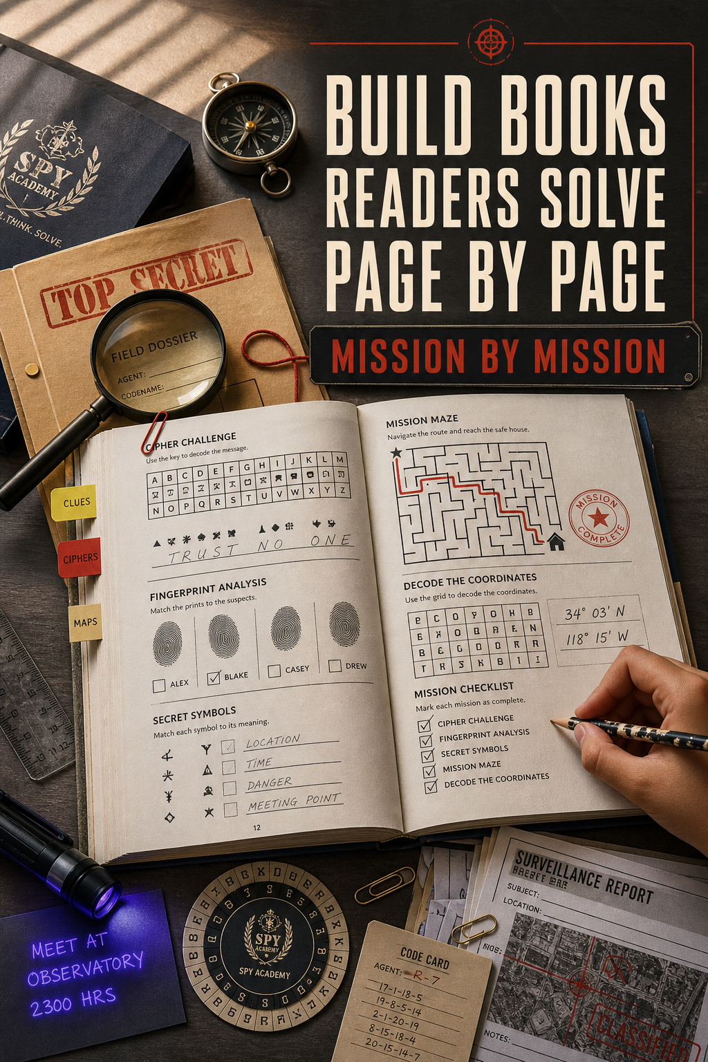 Story: Books become page-by-page missions
