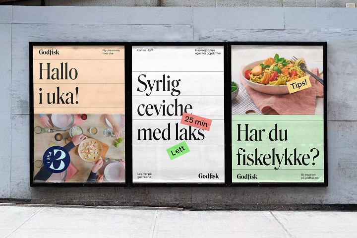 Seafood Restaurants creative ad: Playful fish-related copy drives poster series