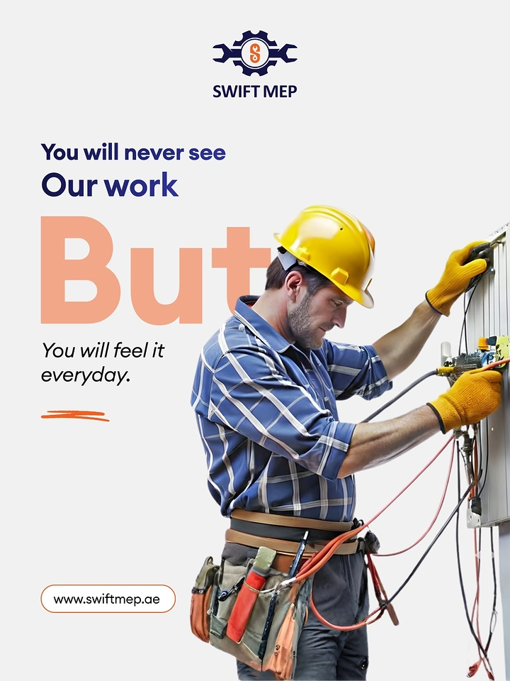 Electricians creative ad: Witty 'never see our work, feel it' copy