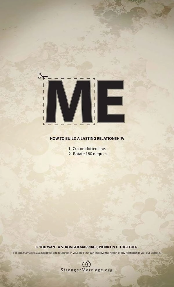 Bookstores creative ad: Cut-and-rotate ME becomes WE; brilliant