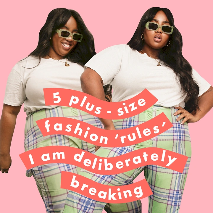 Plus-Size Fashion creative ad: Playful rule-breaking copy with strong styling