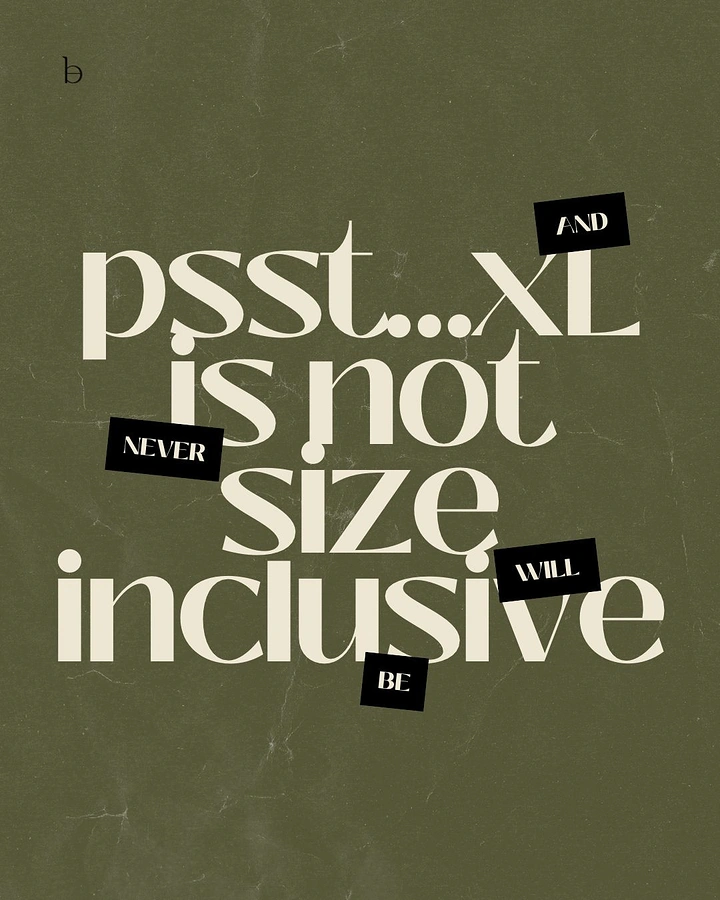 Plus-Size Fashion creative ad: Typographic critique of size exclusion