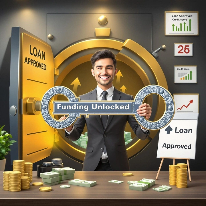 Personal & Business Loans creative ad: Funding-unlocked vault metaphor is memorable