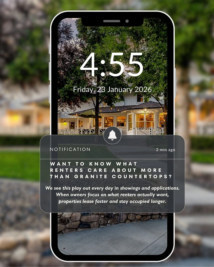 Property Management creative ad: Phone notification dramatizes renter retention