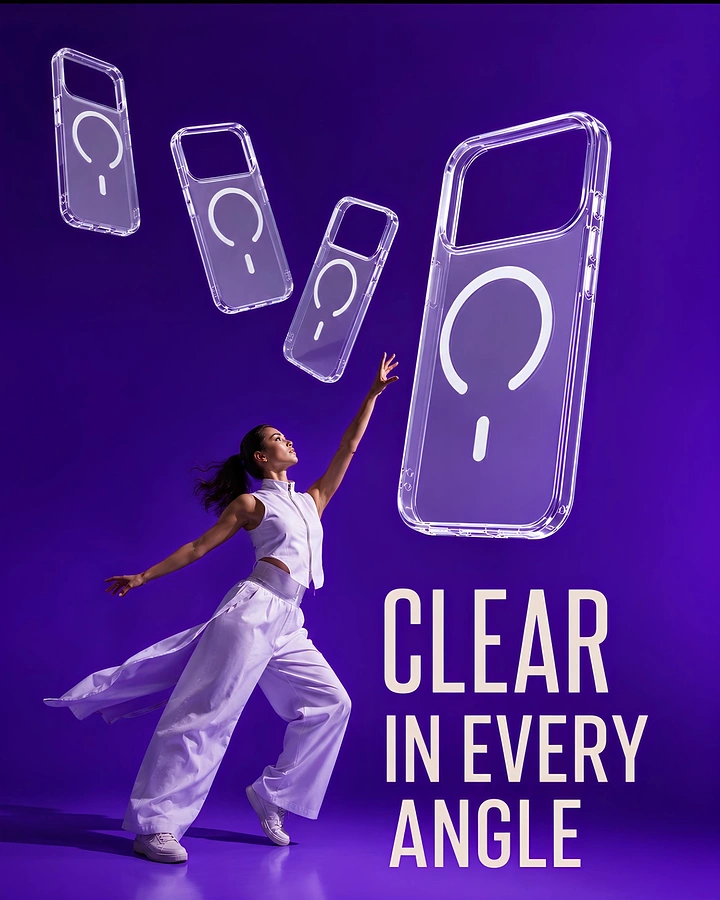 Phone Cases & Mobile Accessories creative ad: Clear-case promise reinforced through angles