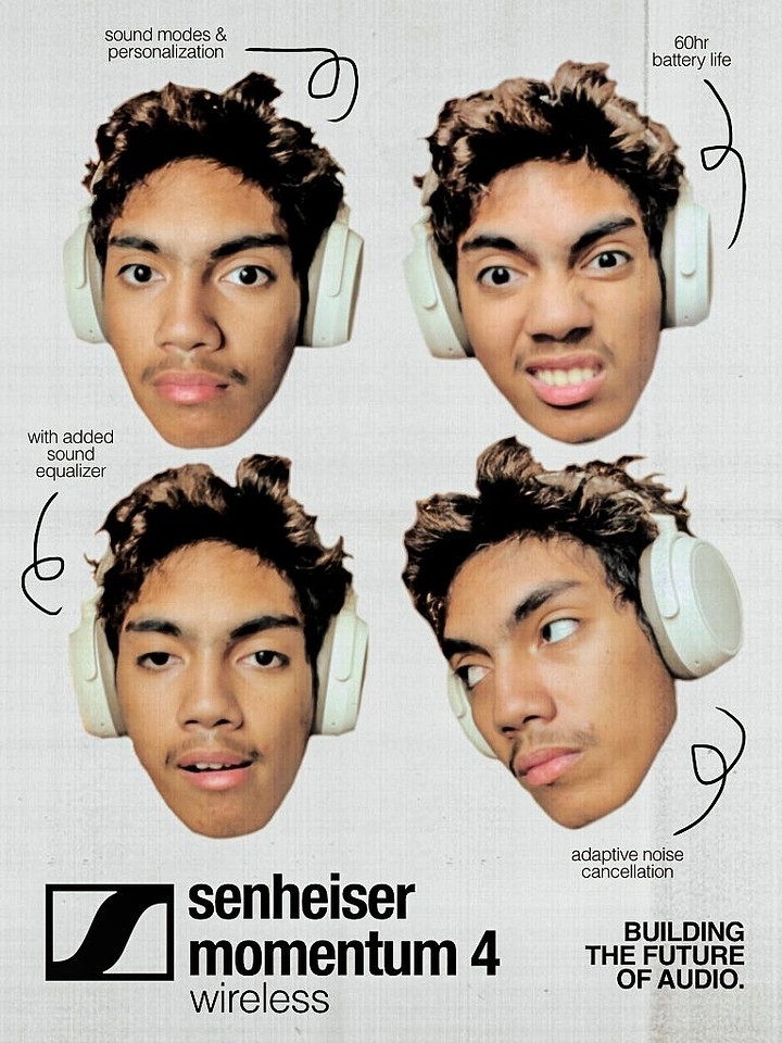 Headphones & Speakers creative ad: Four moods visualize adaptive noise cancellation