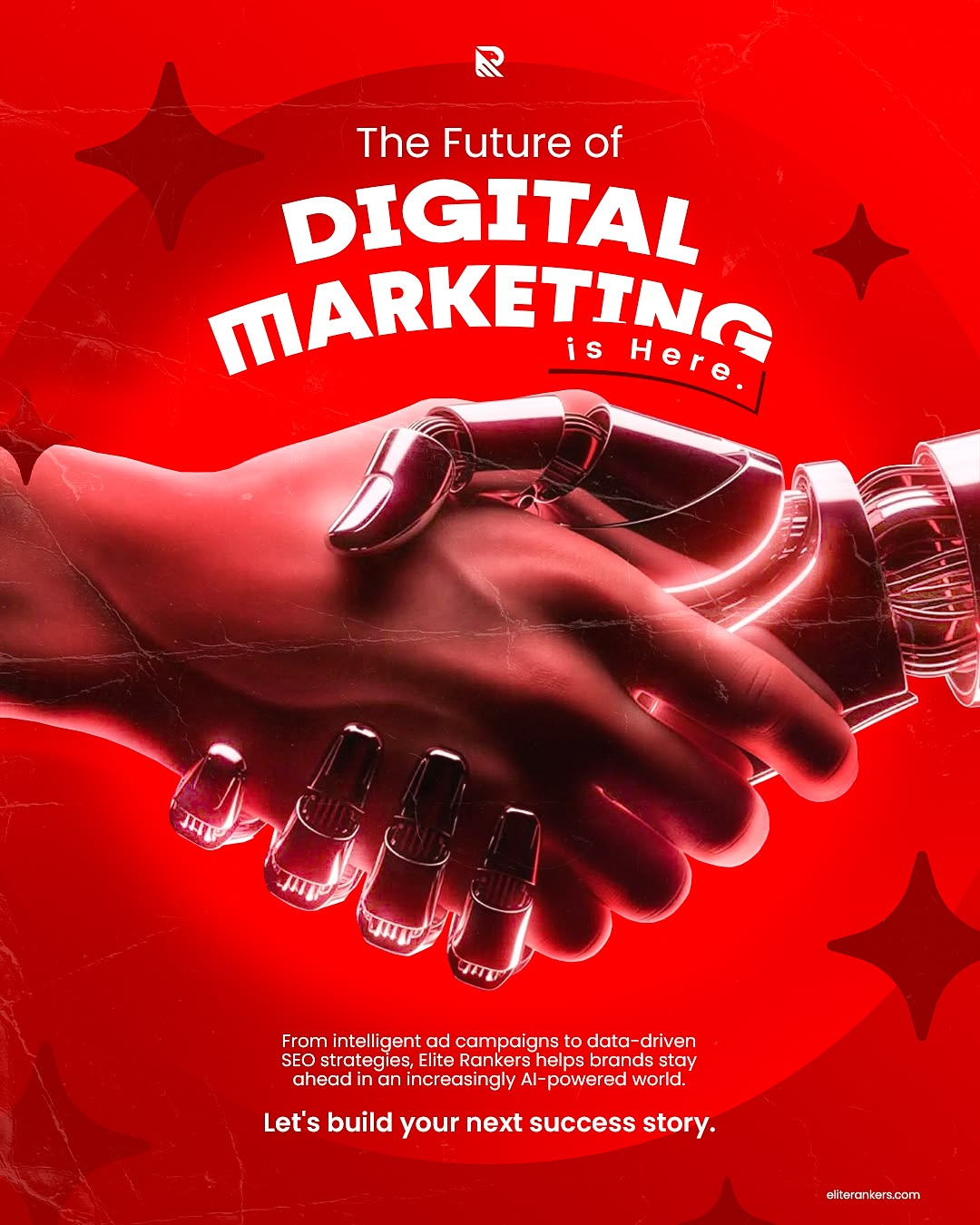 Instagram post: Human-robot handshake as AI marketing future