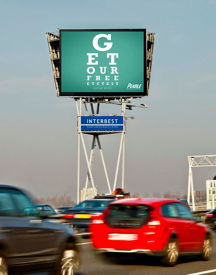 Opticians & Eye Care creative ad: Billboard copy written as eye chart