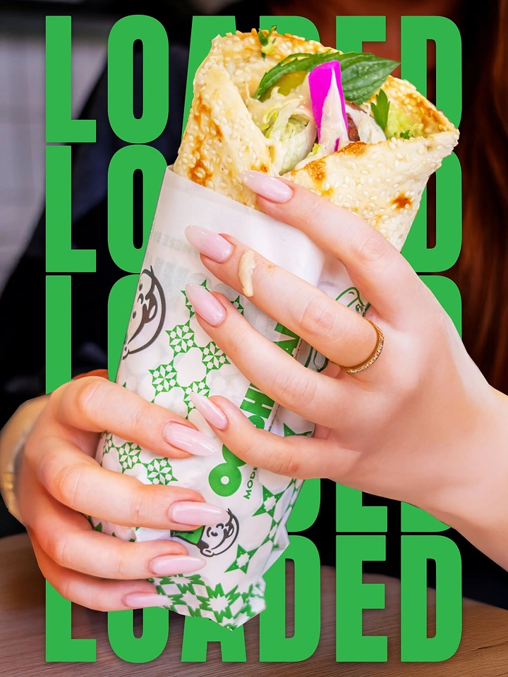 Arabic & Middle Eastern Restaurants creative ad: Loaded wrap visually anchors oversized type