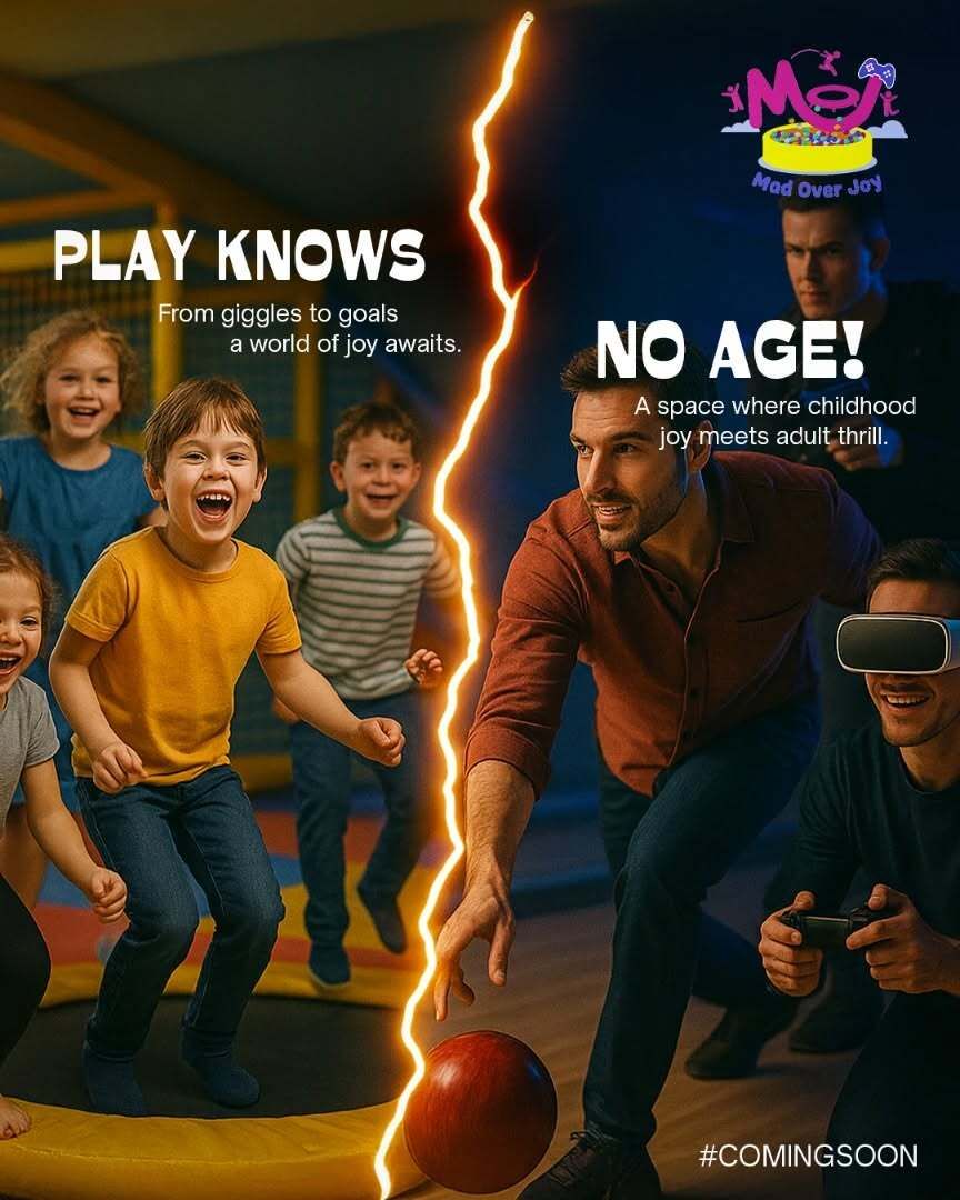 Instagram post: Split kids/adults, 'Play knows no age'