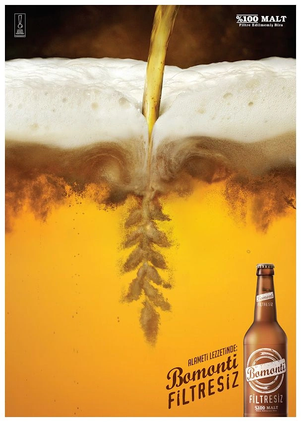 Beer, Wine & Spirits creative ad: Beer pour forming a wheat ear in the glass