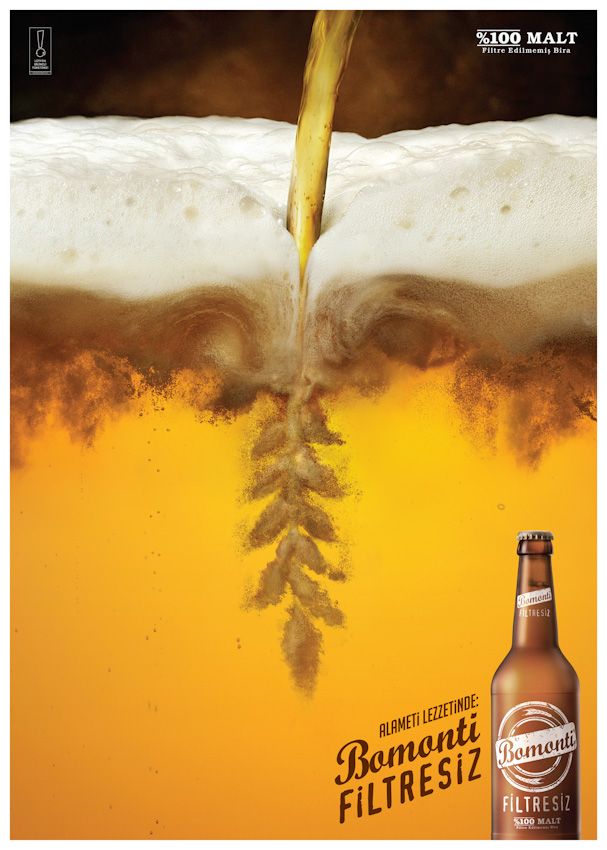Poster: Beer pour forming a wheat ear in the glass