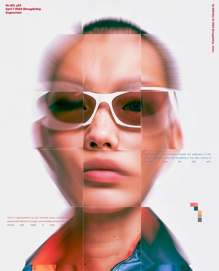 Opticians & Eye Care creative ad: Blurred face, sharp through lenses metaphor