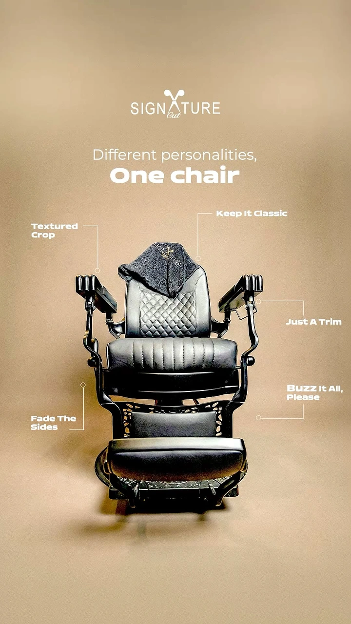 Barber Shops creative ad: One chair, different personalities concept