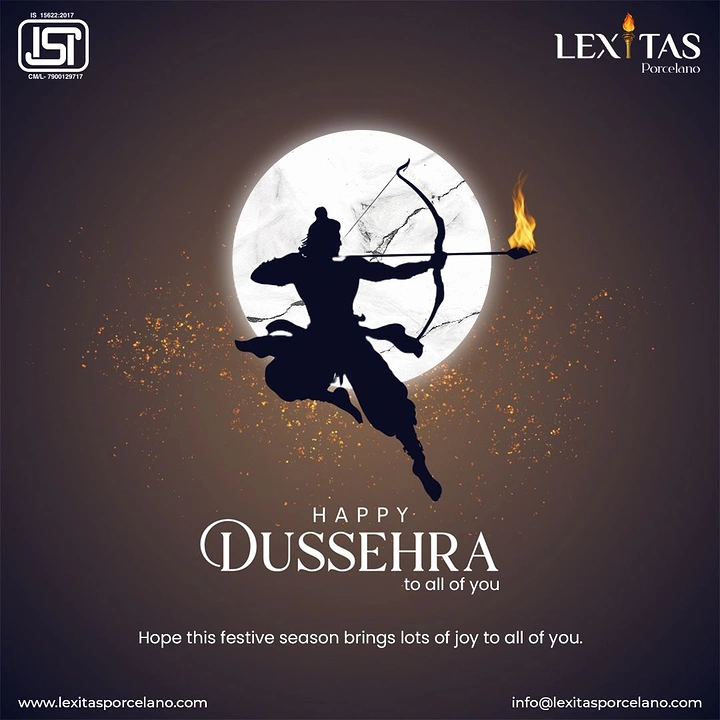 Dussehra creative ad: Silhouette of Rama drawing a flaming arrow against a marble moon