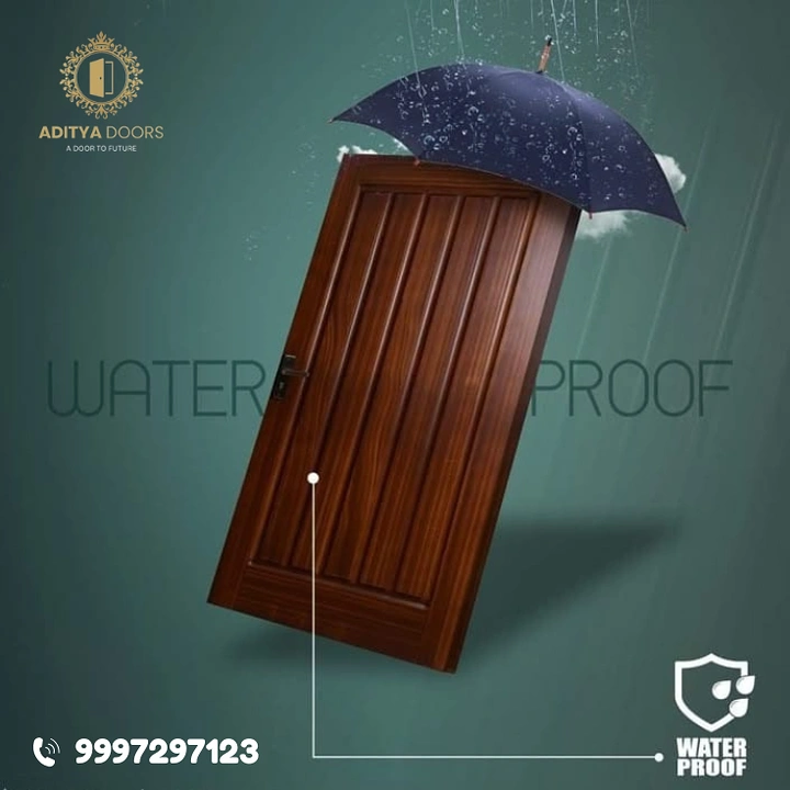 Waterproofing creative ad: Umbrella metaphor protects wooden door