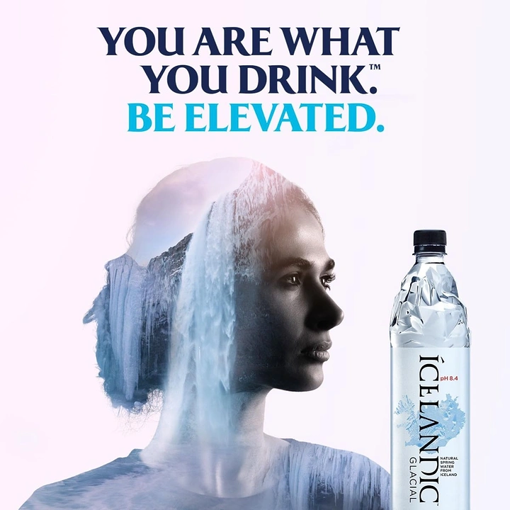 Packaged Drinking Water creative ad: Portrait metaphor visualizes elevated hydration