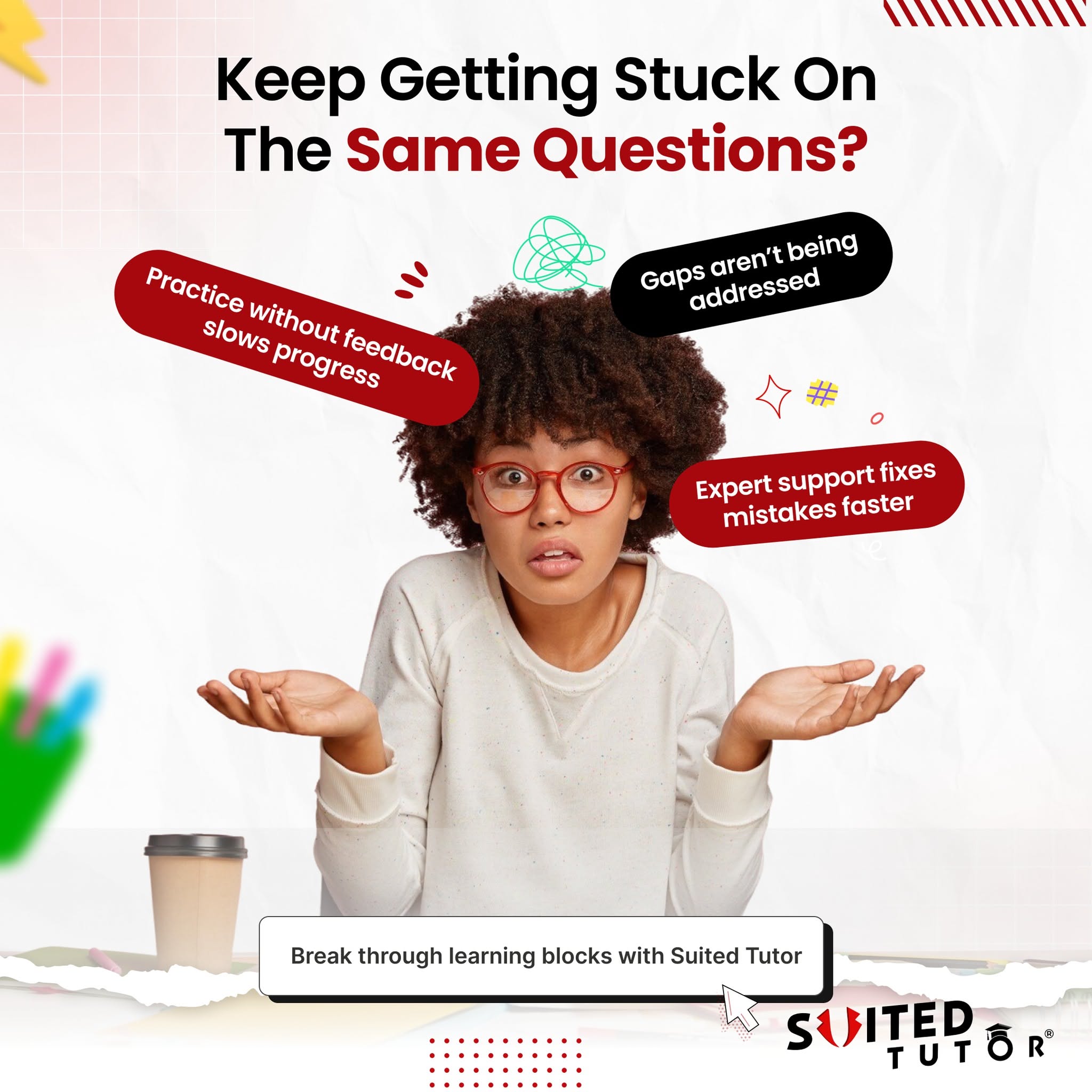 Instagram post: Visualizes confusion with stuck-question metaphor