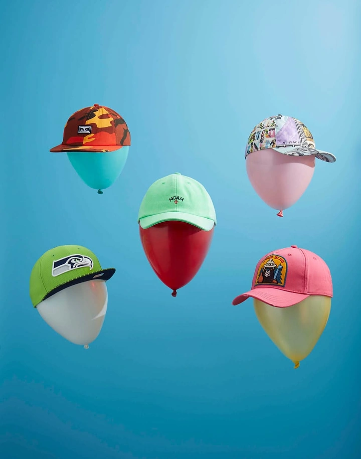 Hats & Caps creative ad: Caps become colorful balloon heads