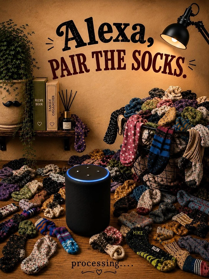 Socks Brands creative ad: Alexa command creates memorable sock pun